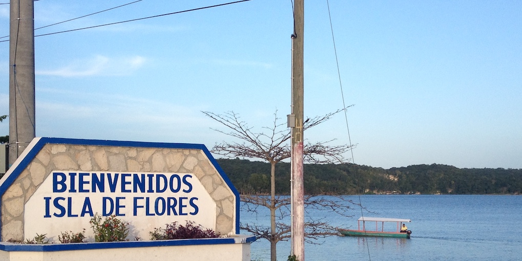 Flores at Lake Peten Itza in Guatemala