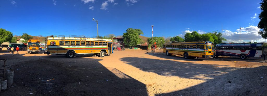 Buses waiting for you after the border of Nicaragua