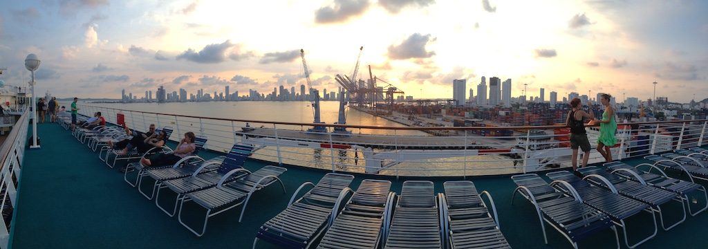 Sunset talks in Cartagena's cruise ship port.